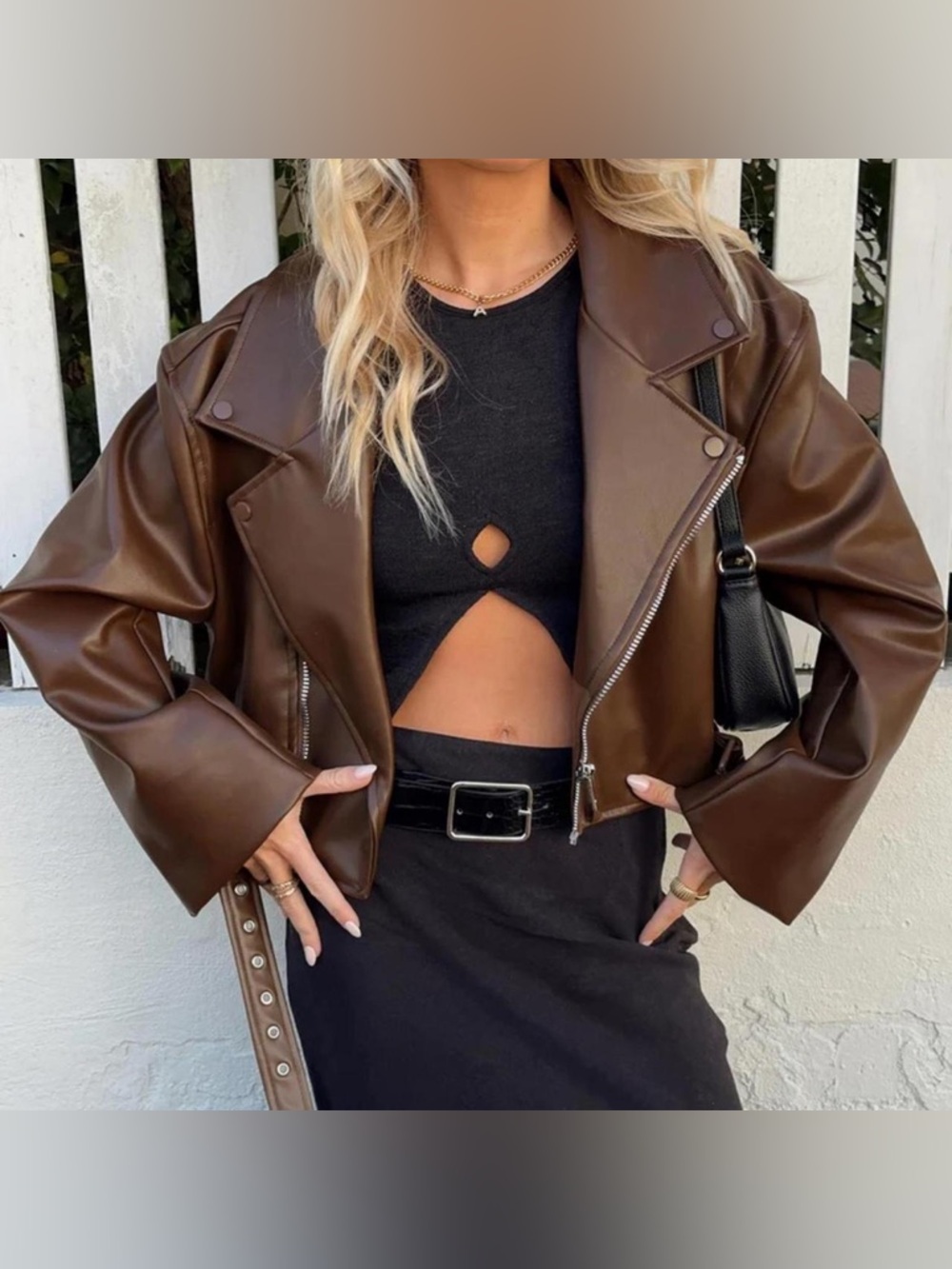 NEW Princess Polly Lioness Staten Island Faux Leather Jacket Biker Motorcycle - Picture 8 of 11